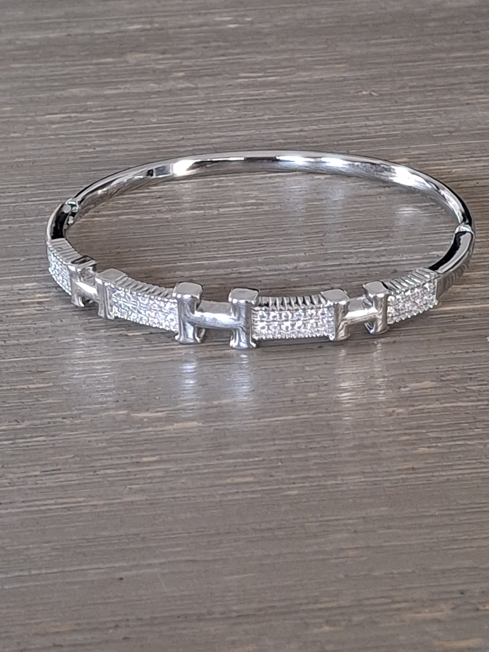 Silver Pavé Link Bangle Bracelet - Women Jewelry